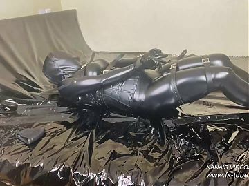 Leather Hood mummification and Vibrator Orgasm